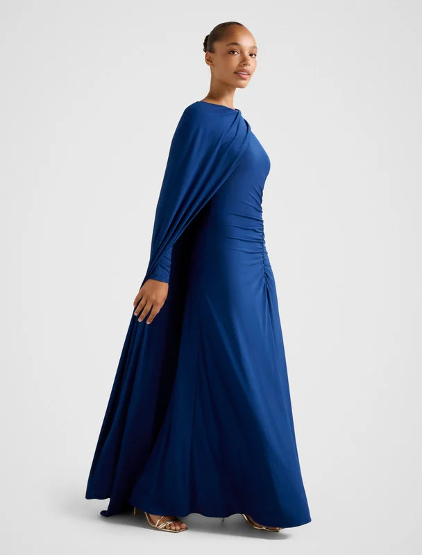 forever new  MARIA Jersey Draped Cape Maxi Party Dress for Women | Best Price UAE